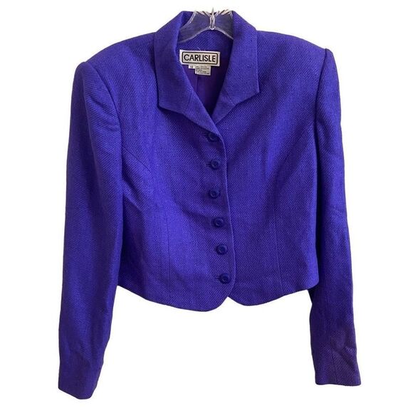 Carlisle Silk Cropped Blazer Jacket Purple Size 10 - Picture 1 of 4
